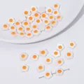 DIY shell flower beads with orange center and pearl luster for handmade jewelry - Single-sided / 8mm (5 Pieces/Pack)