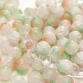 DIY cracked glass round beads with white green and orange textures for jewelry making - Orange Green
