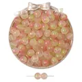 Perles en verre dépoli avec dégradé rose vert et feuille d'or pour bijoux DIY - Rose Pêche Dégradé