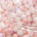 Polished round beads with pink and purple crackle glass texture for DIY bracelets - Orange Purple