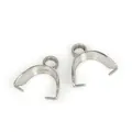 Polished silver stainless steel pendant pinch bails with U-shaped clip connectors - 4x10x12mm Bail Clasp (Flat Ring) (20 Pieces/Pack)