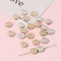DIY round flat CCB beads with engraved smile face patterns in gold and silver finish - Smiley Face