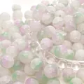 Frosted crackle glass round beads for DIY jewelry in green, purple and white - Purple Green