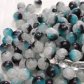 Frosted glass beads with blue purple gradient and ice crack texture for DIY jewelry - Blue Black Mixed