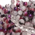 Spherical glass beads with purple and magenta nebula texture for DIY jewelry making - Red And Black Split