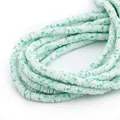Perles Heishi marbrées vert menthe et blanc en pâte polymère pour bracelets DIY - Diamètre 6mm - Vert Clair