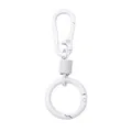 White matte alloy keychain with spring clip and round ring connector for DIY crafts - 1 Set/Pack / White