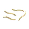 Set of four 14K gold plated S-shaped wave tube spacer beads for DIY jewelry making - Textured S-Tube (424-Textured)