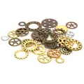 Mix van vintage steampunk legering tandwielen in diverse metalen afwerkingen - Gemengde Tandwielen (BJI870) / 100g Verpakking / Meerkleurig