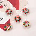 Set de 5 cuentas de vidrio de corona de Navidad con lazo rojo para joyería DIY - Corona navideña / 19mm (Agujero de 1,5mm) 1 Pieza/Paquete