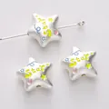 Perline fai-da-te a forma di stella in lega d'argento con smalto colorato e Star - 1 Pezzo (16x14mm)