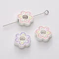 Ciondoli a fiore in lega rosa e viola con fori grandi per gioielli fai-da-te - 1 Pezzo (13mm)