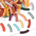 Colorful acrylic curved tube beads for DIY jewelry with elegant marble texture finish - Two-color Gradient Style (20 Pcs/Pack, 32x8mm) / Random Mixed Colors