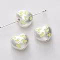 Perline a cuore argentate con fiocco giallo per la creazione di gioielli fai-da-te - 1 Pezzo (14x12mm)