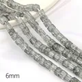 6mm square silver grey cracked glass beads for handmade DIY jewelry and necklace making - 6mm / Gray