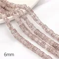 Square 6mm candy colored glass beads with brownish red cracked texture for DIY jewelry - 6mm / Brown