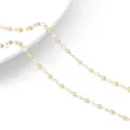 Handmade 14k gold-plated chain with white pearls and gold beads for DIY jewelry making - 2.0 Pearl With 2.0 Copper Beads Style / 50cm/Pack / Gold