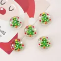 Flat round glass beads with green Christmas tree and colorful dots for DIY jewelry - Christmas Tree / 19mm (1.5mm Hole) 1 Piece/Pack