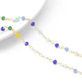 Colorful faceted crystal bead chain with 14k gold plated wire for DIY jewelry making - 11 Color Mixed Beads Style / 50cm/Pack / Gold