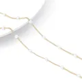 14k gold plated chain with round white pearls for handmade DIY jewelry crafting - 3.2 Pearl With Curb Chain Style / 50cm/Pack / Gold