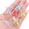 Perle papillon en acrylique AB rose avec revêtement aurora pour bijoux DIY - 25x25mm (20 Pièces/Paquet) / Couleur AB - Mélange Aléatoire