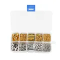 Schmuckset in Aufbewahrungsbox mit goldenen und silbernen Karabinerverschlüssen und Biegeringen - Box 9 (10-Gitter Gold & Silber Gemischtes Zubehör Set)