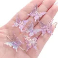 Perles papillon en acrylique violet iridescent pour la création de bijoux DIY artisanat - 20 Pièces/Paquet (25x25mm) / Couleur AB - Violet