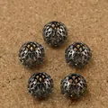 Fünf antike silberne Hohlperlen mit Gittermuster für DIY Schmuck und Armbänder - 9×10mm (6 Stück/Packung) / Gunmetal