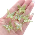 Perles papillon en acrylique vert clair irisé pour bijoux et bracelets DIY - 20 Pièces/Paquet (25x25mm) / Couleur AB - Vert