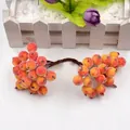 DIY frosted orange red berries with sugar coating texture for festive hair accessories - Berry 12mm/Stem 13cm (1 Bundle 40 Heads/20 Stems) / Orange