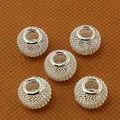 Fünf hohl gewebte Silberperlen für DIY handgemachten Schmuck Armbänder und Halsketten - 10×12mm (6 Stück/Packung) / Silber