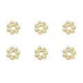 Lot de 6 perles intercalaires à fleurs dorées pour la création de bijoux DIY - Laminé d'Or 14K (5.5mm/Trou 1.5mm) - 10 Pièces/Paquet