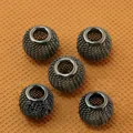 Fünf dunkelsilberne Mesh-Tennisball-Metallperlen für DIY-Schmuckherstellung und Armbänder - 10×12mm (6 Stück/Packung) / Gunmetal