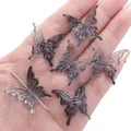 Perles papillon en acrylique gris fumé translucide pour bijoux DIY et bracelets faits main - 20 Pièces/Paquet (25x25mm) / Bicolore - Dégradé Noir