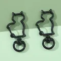 Par de cierres de langosta negros con forma de gato de metal para llaveros y bolsos - Negro