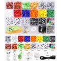 Kit de perles DIY thème sport avec billes colorées et ballons dans boîte de 24 compartiments - Kit de Perles I Love Sports / 1225 Pièces/Paquet / Coloré