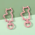 Dos cierres de langosta rosa con forma de gato y acabado mate con anillo giratorio para manualidades - Rosa
