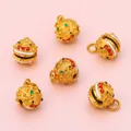 Set di sei campanellini dorati con dettagli in smalto per gioielli fai da te - Campana Pixiu 11mm