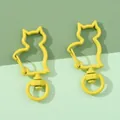 Cat shaped lobster clasp with bright yellow finish and 360-degree rotating base - Yellow