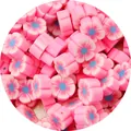 Pink polymer clay flower beads with blue center for DIY jewelry making and handmade crafts - Flower / 30 Pieces/Pack (10mm Diameter x 4mm Thickness) / Peach Pink
