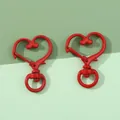 Lot de deux fermoirs mousquetons en forme de cœur en métal peint rouge pour bijoux DIY - 2 Pièces/Paquet (24x34mm) / Rouge