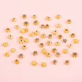Irregular yellow and white flower-shaped glass beads for handmade jewelry DIY bracelets - 1 Strand (Approx. 37-45 Pcs, Diameter 4-5mm) / Light Coffee