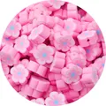 Pink clay flower beads with blue centers and side holes for DIY jewelry making - Flower / 30 Pieces/Pack (10mm Diameter x 4mm Thickness) / Pink