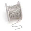 Silver rhinestone cup chain on white spool for DIY jewelry and garment accessories - 1.5mm (1 Meter/Pack) / Silver / White Zirconia