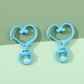 Fermoirs mousquetons en métal bleu clair en forme de cœur pour porte-clés DIY - Bleu