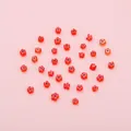Red flower-shaped glass beads with colorful patterns for DIY handmade jewelry crafts - 1 Strand (Approx. 37-45 Pcs, Diameter 4-5mm) / Red