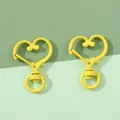 Deux pièces de mousquetons en métal jaune vif en forme de cœur pour porte-clés DIY - Jaune