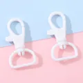 Deux mousquetons en plastique blanc avec anneaux en D pivotants à 360 degrés pour le DIY - 22x40mm / Blanc