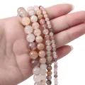 Natural round sunstone and moonstone beads in various sizes for DIY jewelry making - Small Size / Sunstone