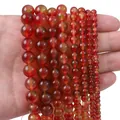 Vibrant red natural agate beads in various sizes for DIY bracelets and jewelry making - Red Agate